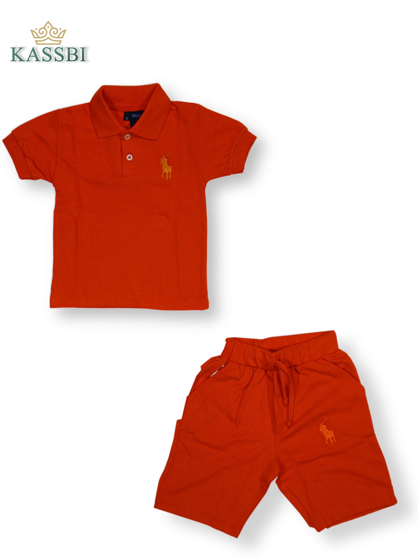 Polo + Short en maille piquée - Orange - Bebe Garçon