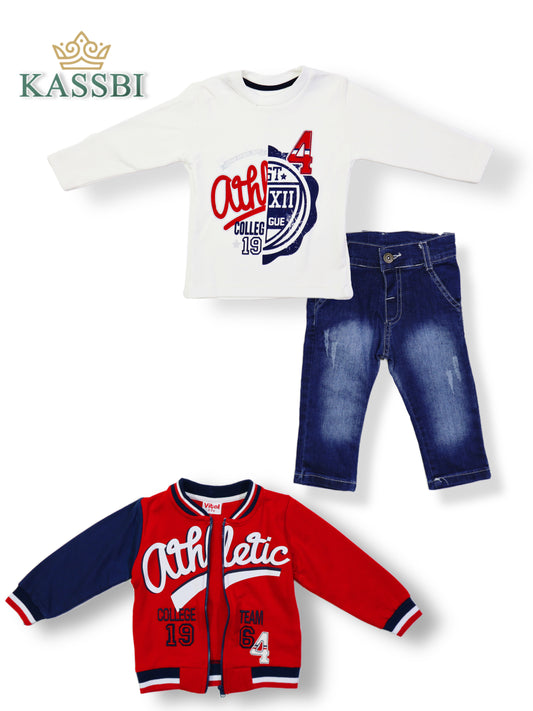 Tricot , Jean , Sweat Zippe garçon avec manches