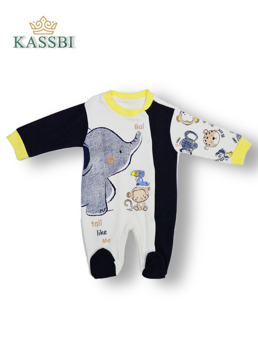 Grenouillère , Barboteuse 3 Pc - Motif éléphant - garçon