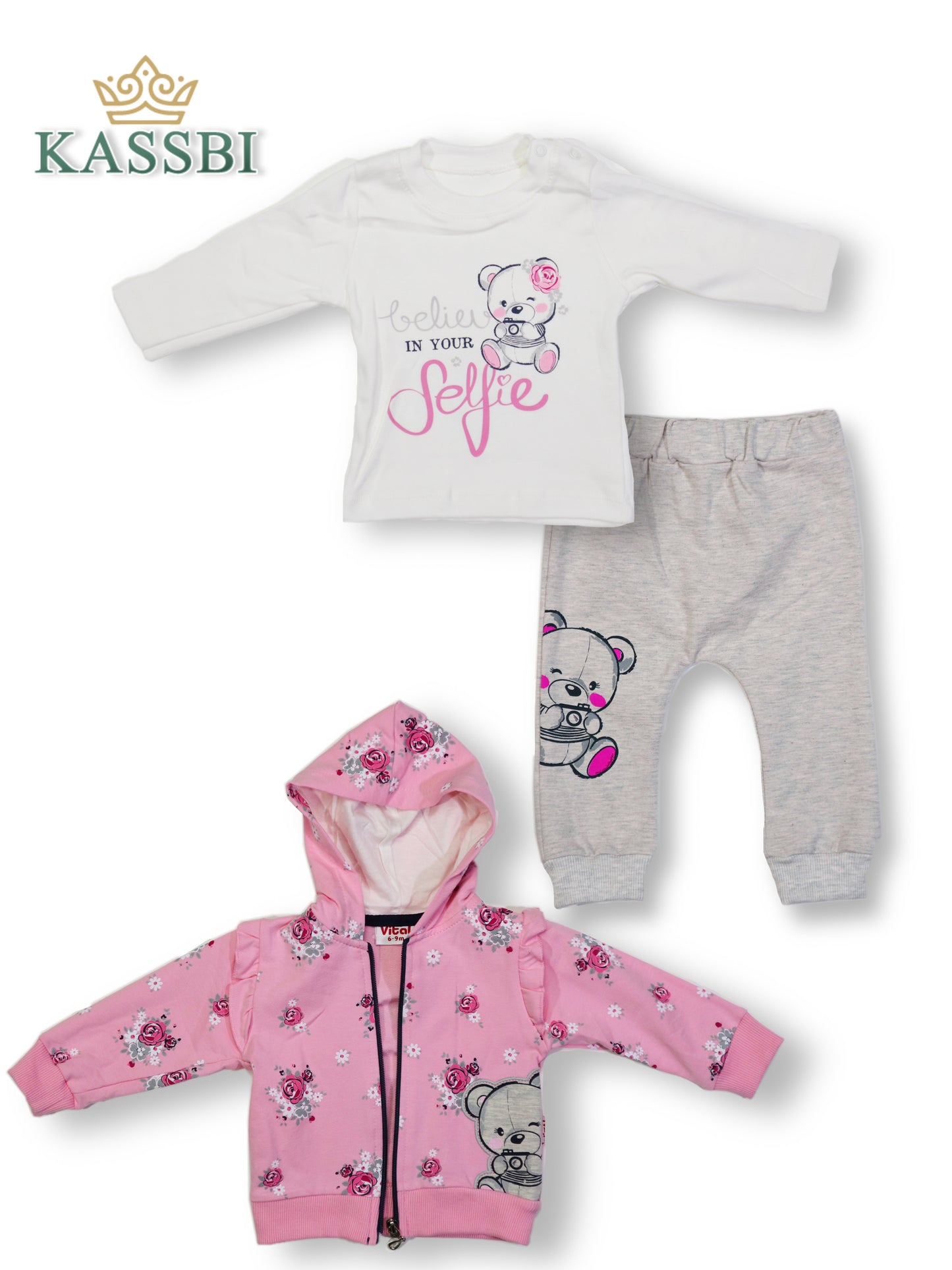 Ensemble 3pc tricot avec manche + pantalon + Cardigan