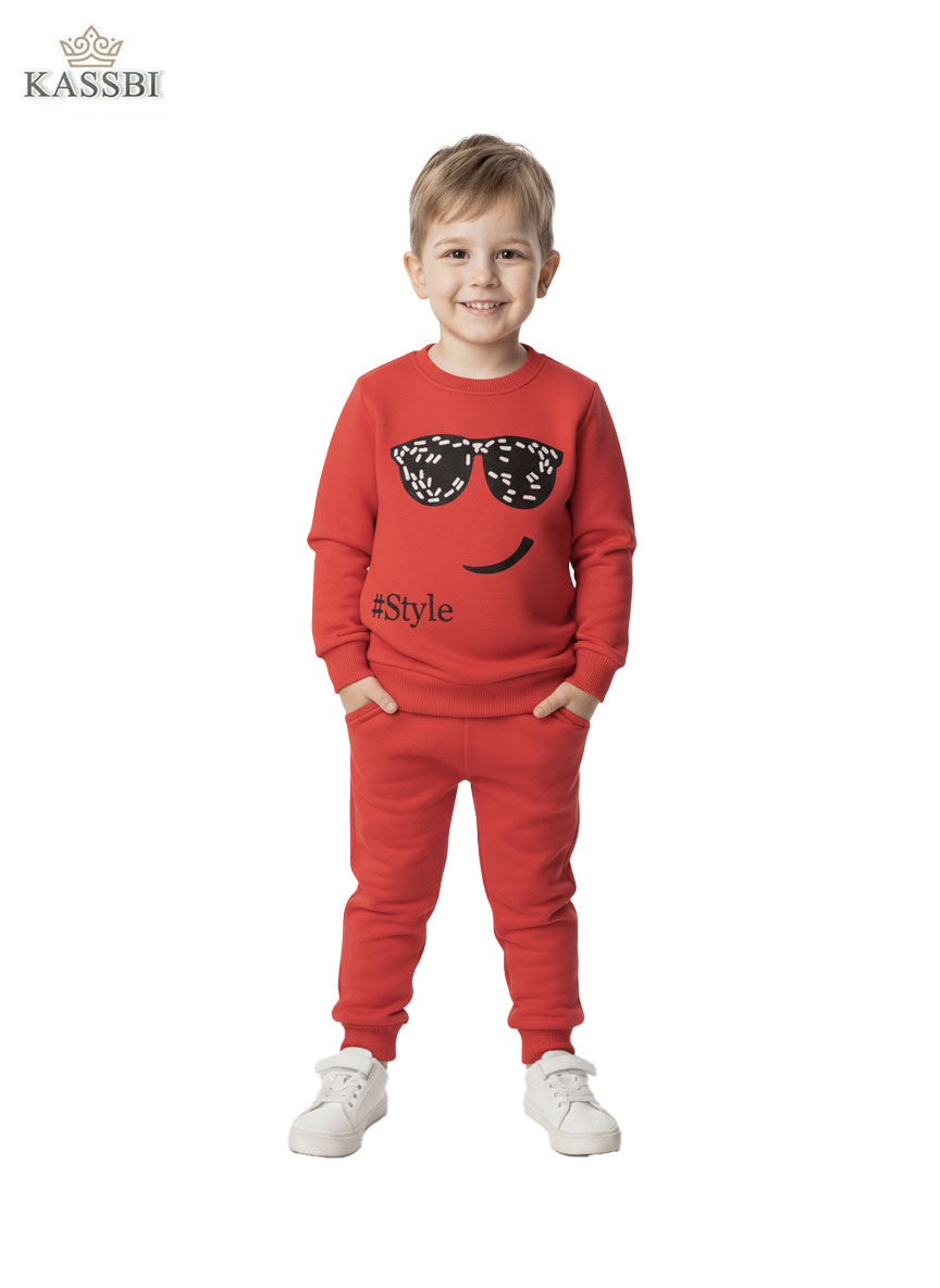 Ensemble Garçon en coton - sweat imprimé et pantalon