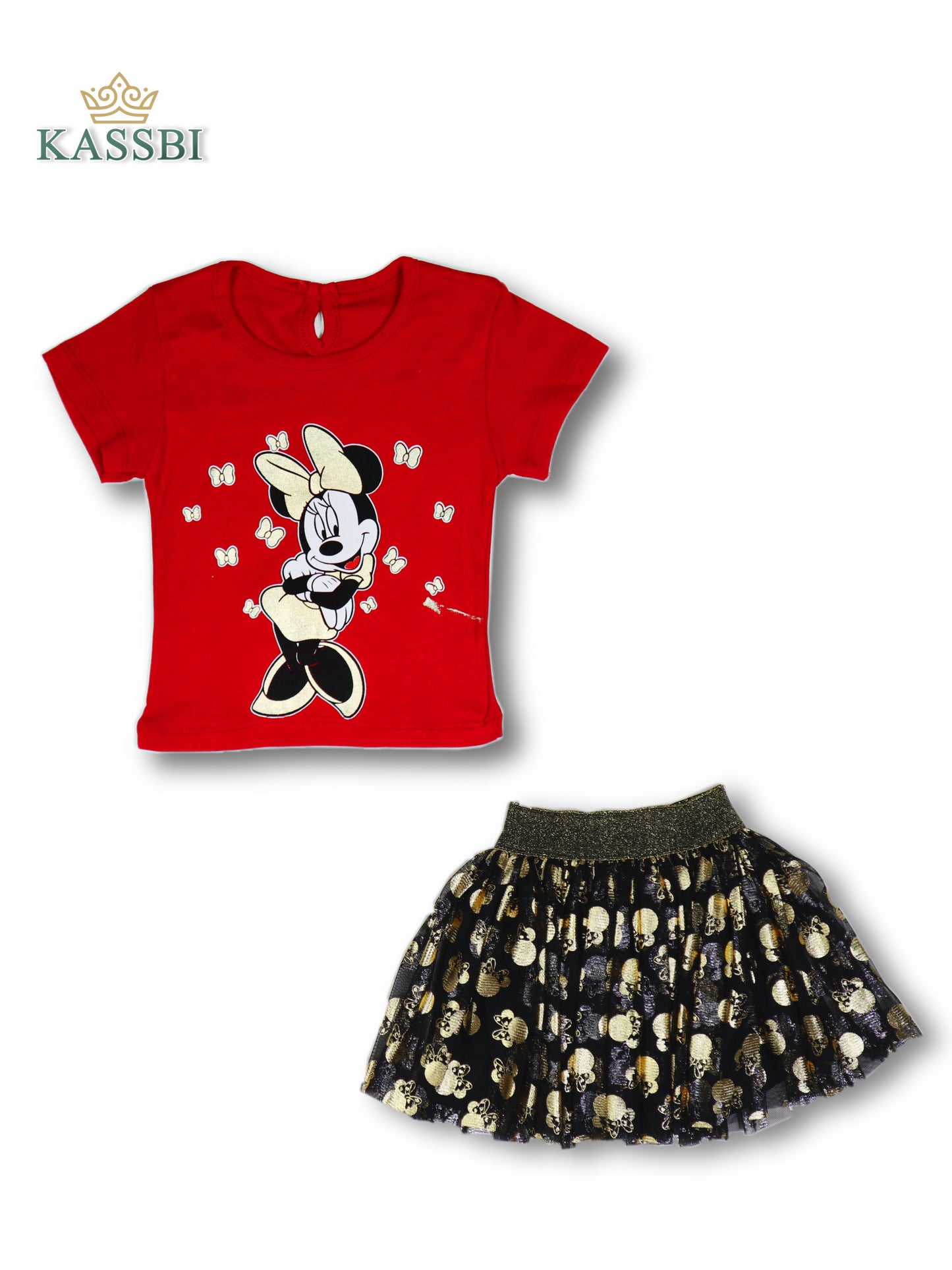 T-shirt + Jupe réversible fille paillettes et pois irisés -