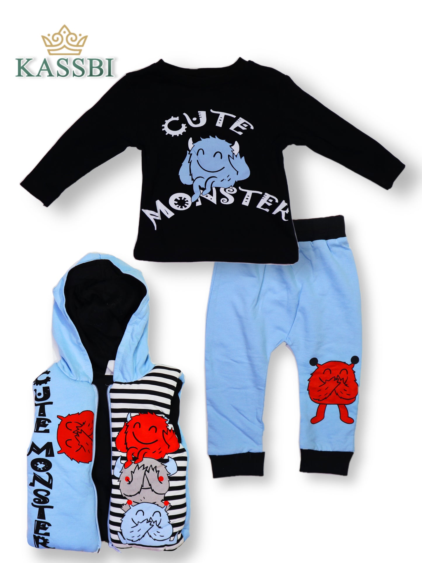 Ensemble 3 pièces Tricot Pantalon Gilet garçon