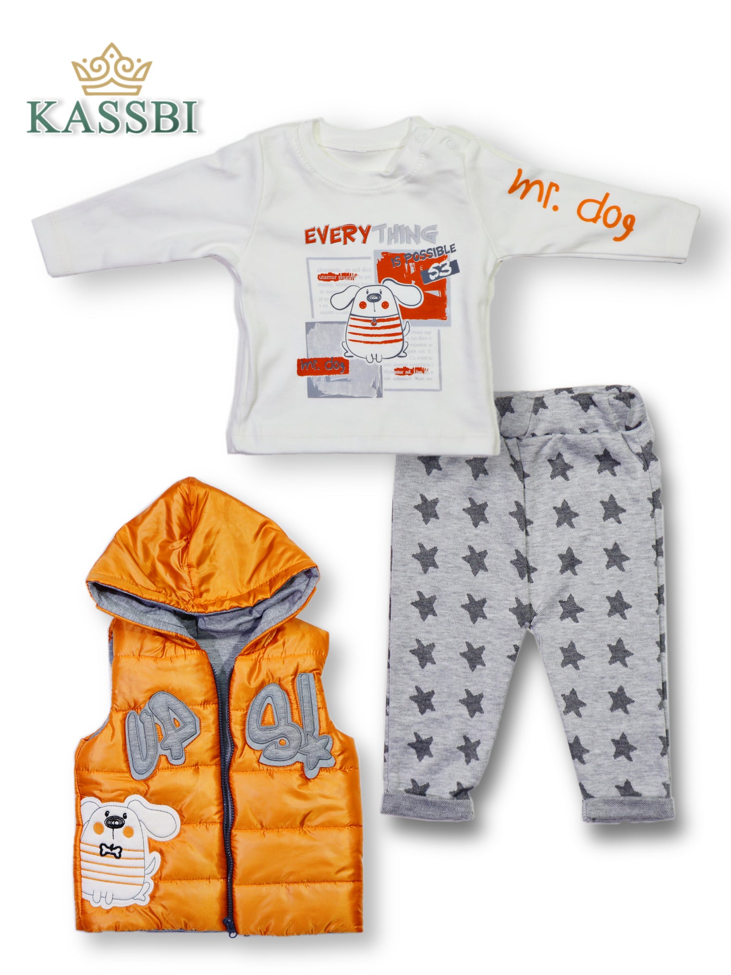 Ensemble 3 pièces bébé : gilet , Tricot , Pantalon - Garçons