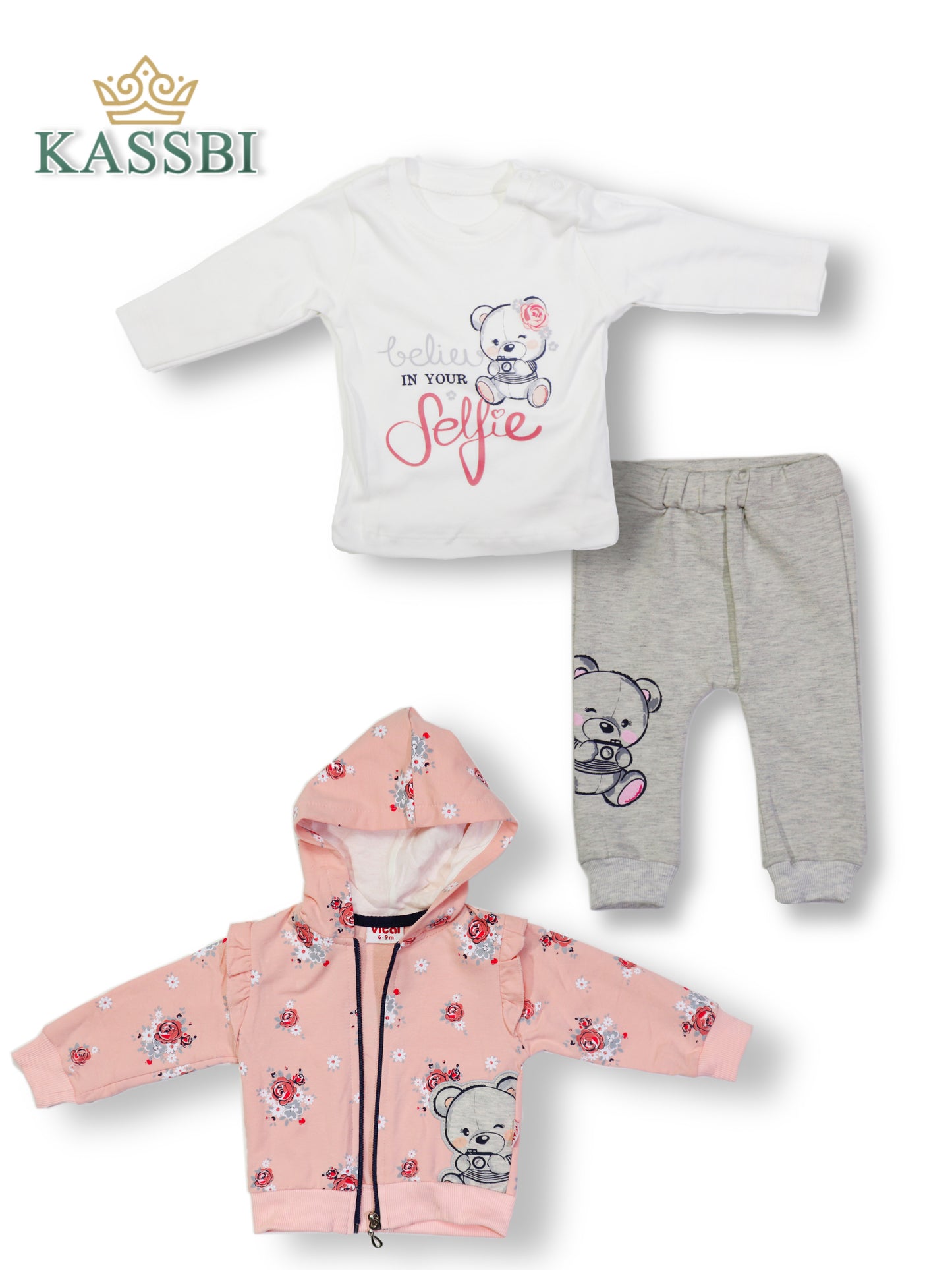 Ensemble 3pc tricot avec manche + pantalon + Cardigan