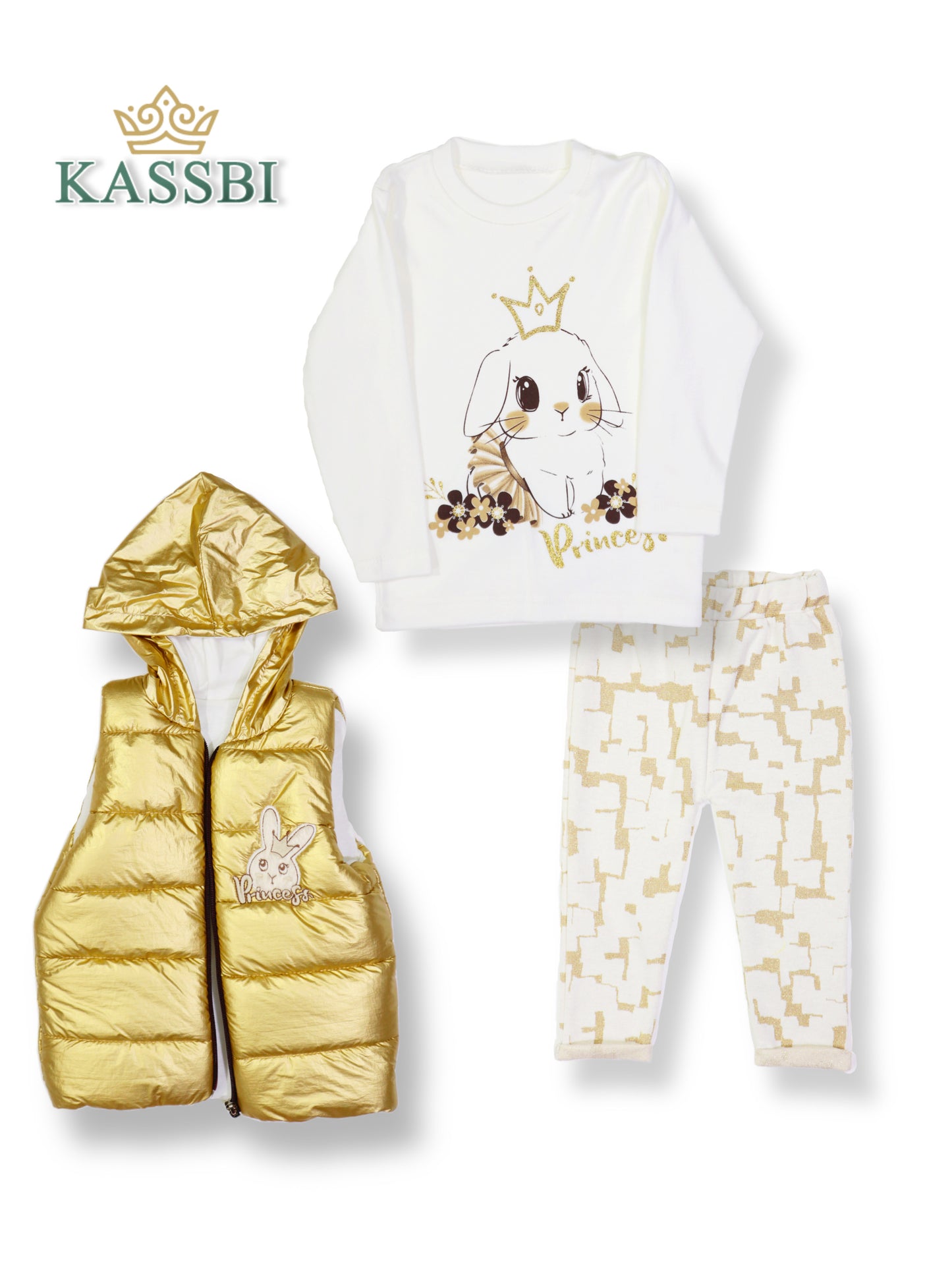 Ensemble trcot+ pantalon + Gilet - fille - argente