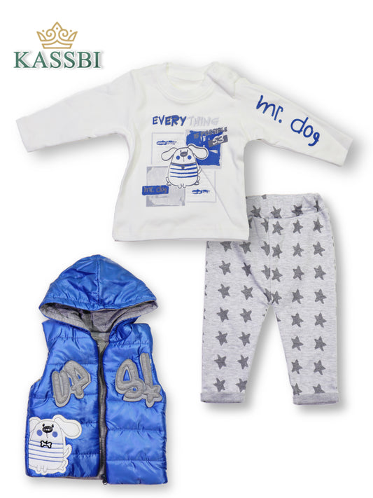 Ensemble 3 pièces bébé : gilet , Tricot , Pantalon - Garçons