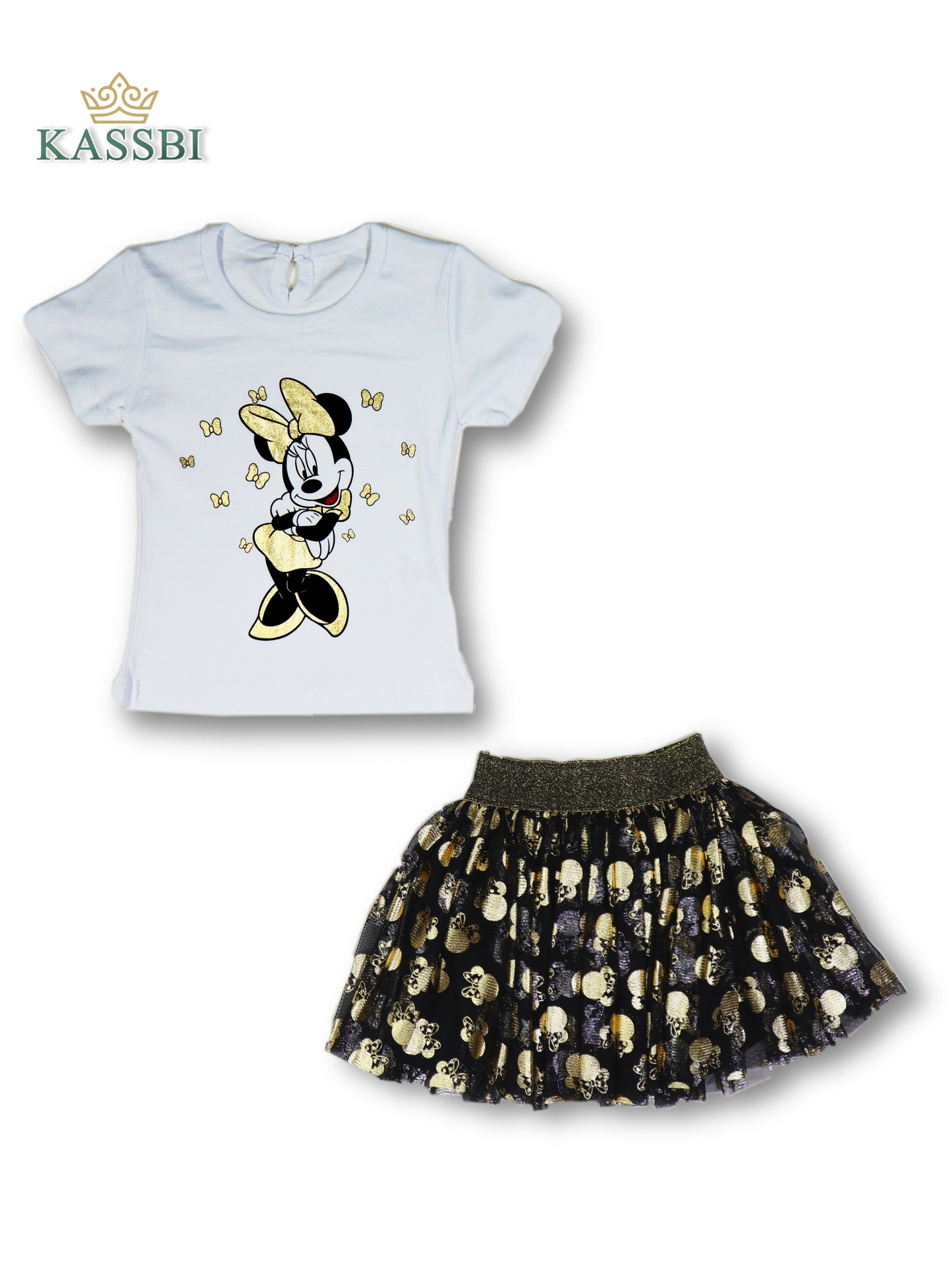 T-shirt + Jupe réversible fille paillettes et pois irisés -