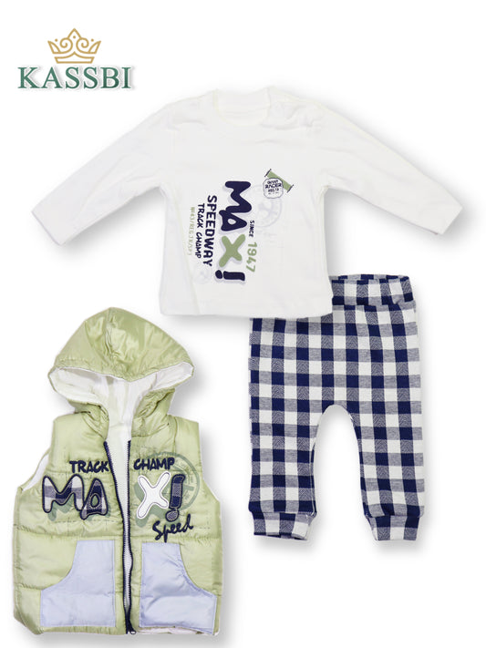 Ensemble 3 pièces bébé : gilet , Tricot , Pantalon - Garçons