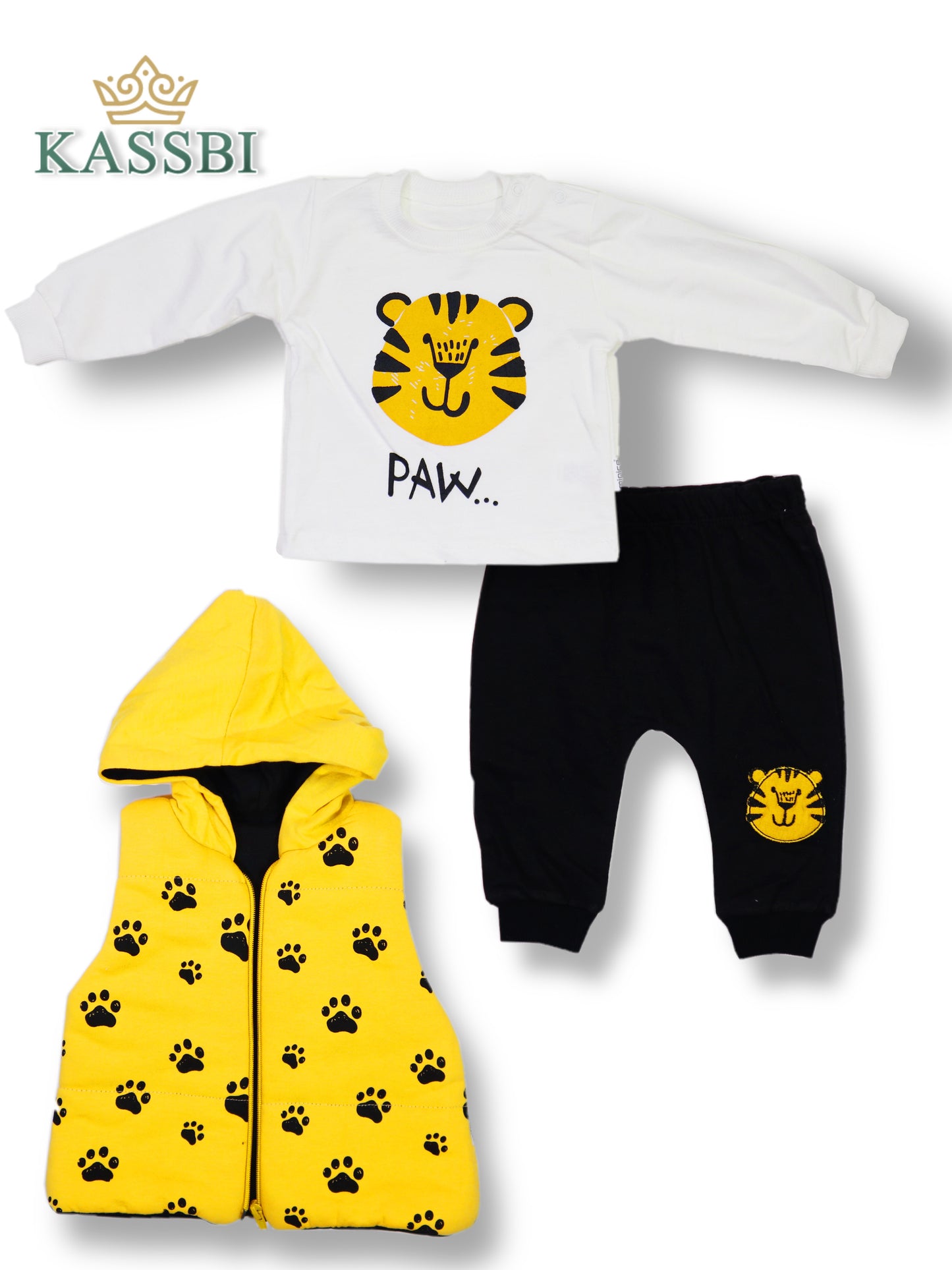 Ensemble 3 pièces Tricot + Pantalon + Gilet a capuche pour bébé garçon