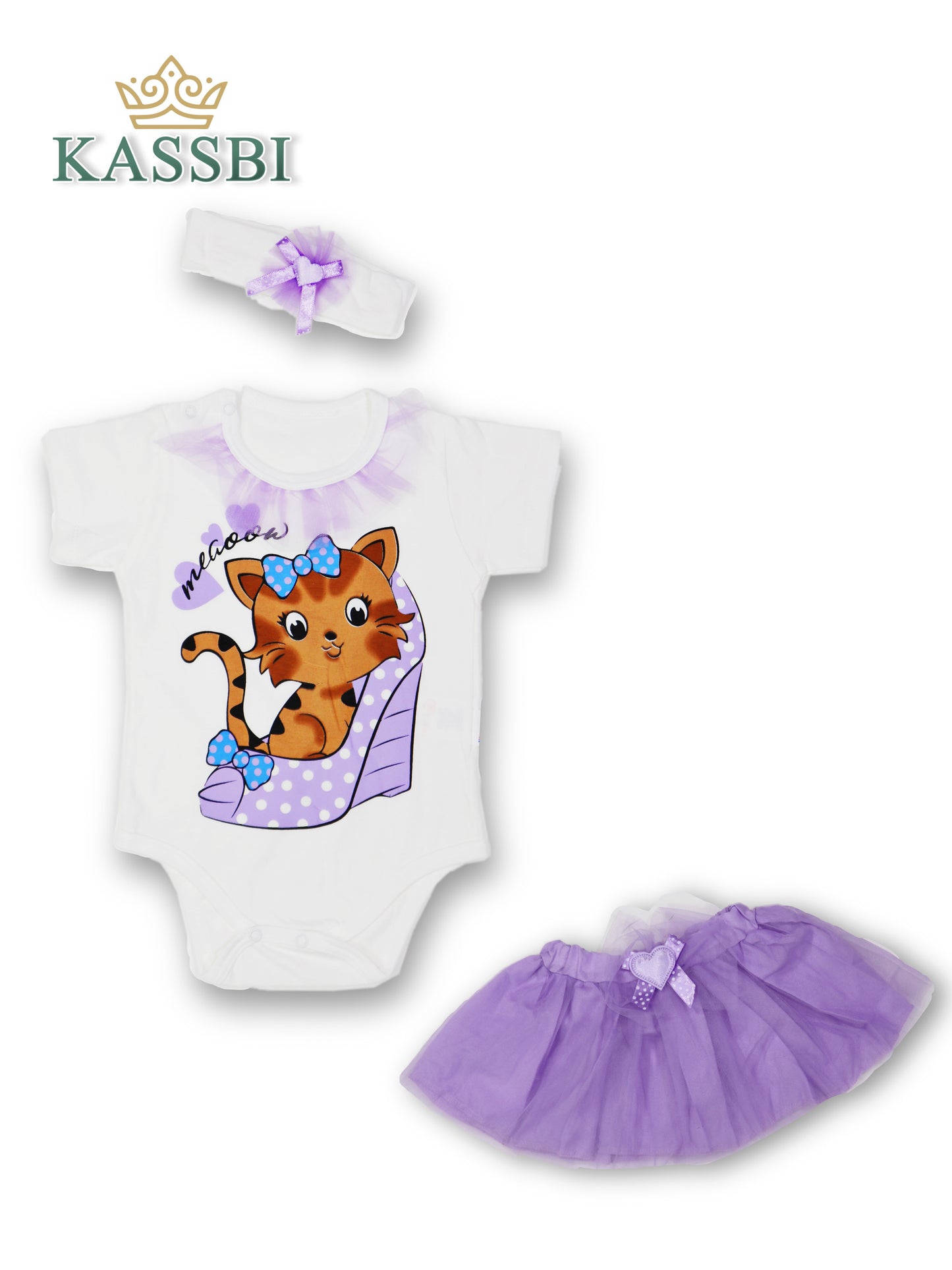 Jupe + Body et bandeau assorti bébé fille