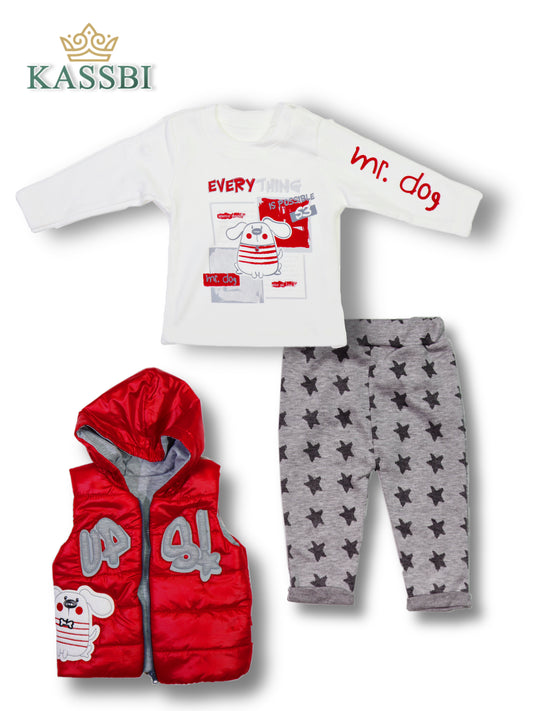 Gilet bébé + Tricot + Pantalon - Garçon - Coton