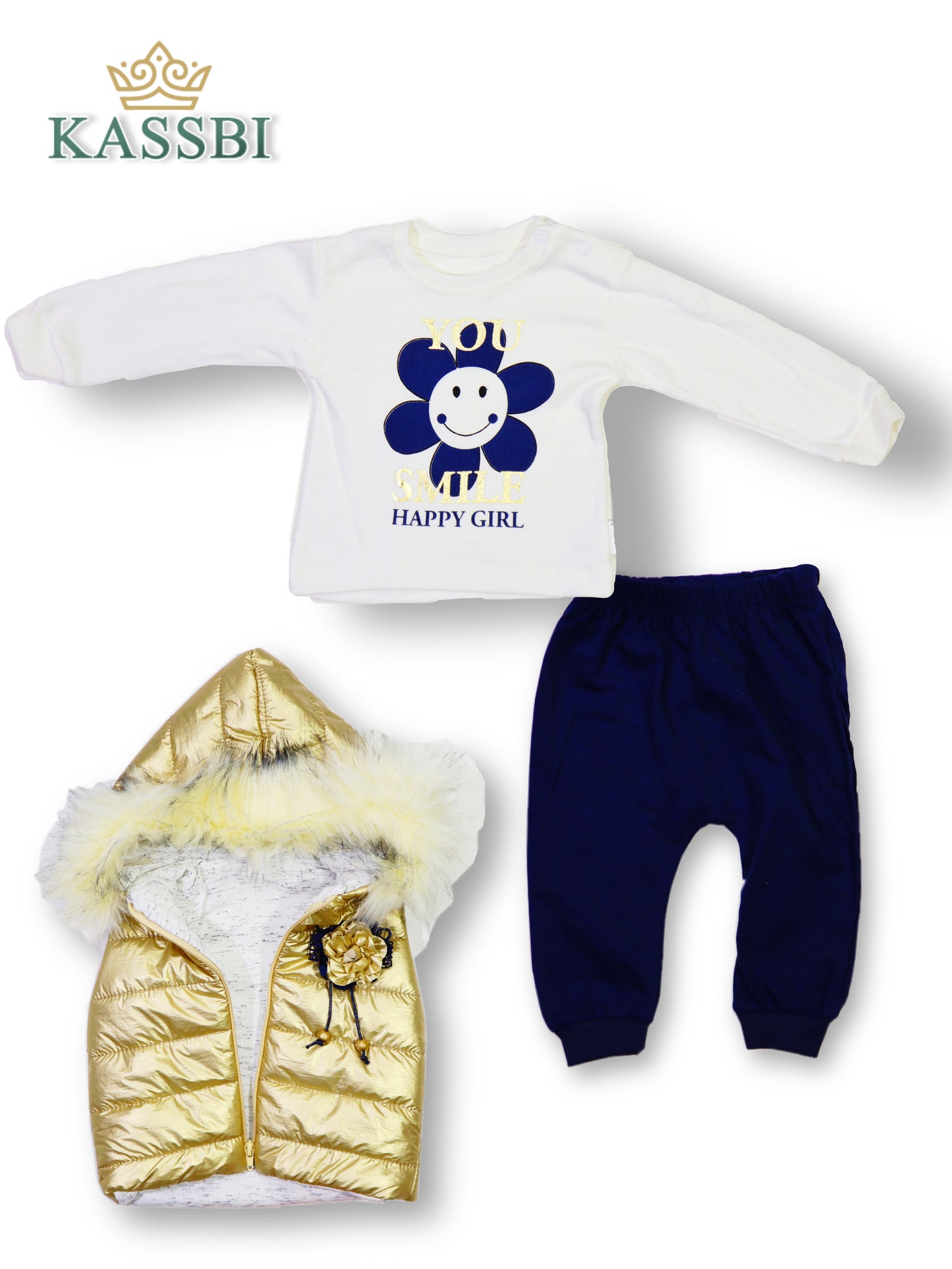 Gilet à capuche + Tricot + pantalon - Dorée