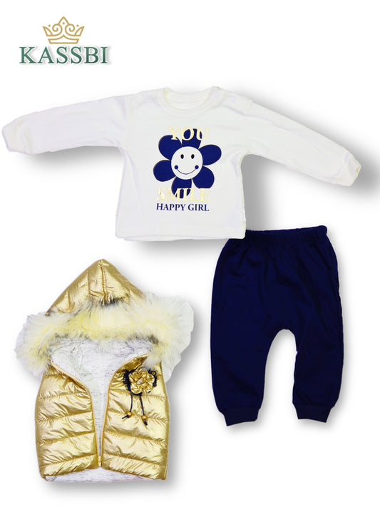 Gilet à capuche + Tricot + pantalon - Dorée