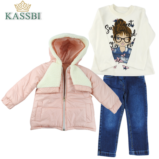 Jacket Doudoune + tricot + Jean