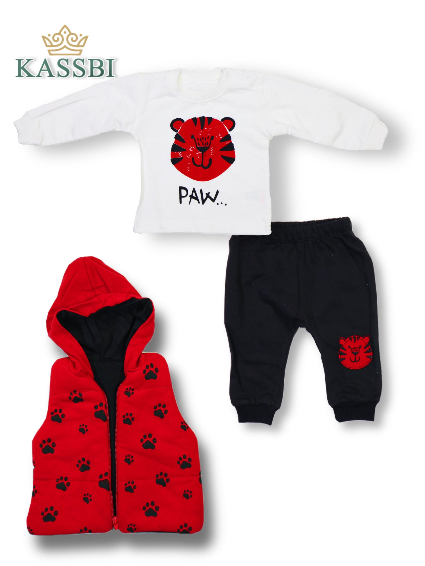 Ensemble 3 pièces Tricot + Pantalon + Gilet a capuche pour bébé garçon