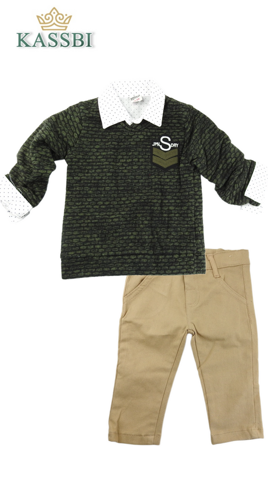 Ensemble 3 Pièce Pull + Chemise + pantalon