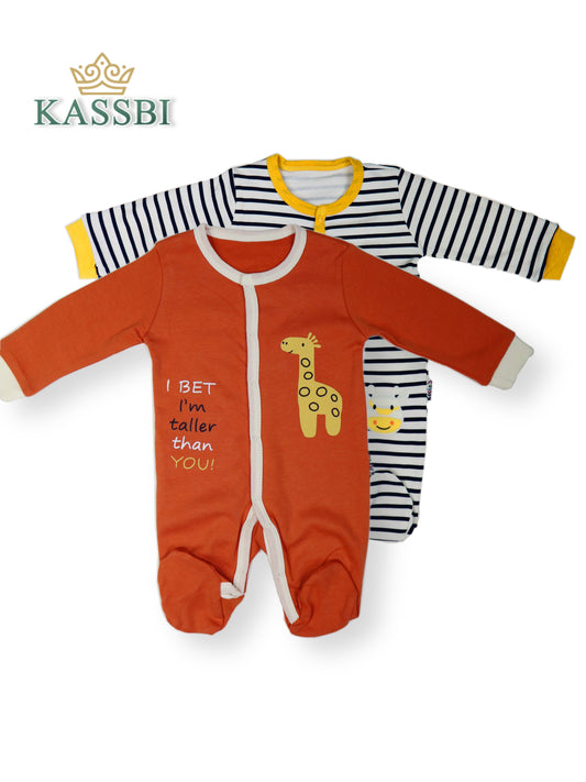 Pack 2 Grenouillère , Coton- Lot de 2 dors-bien bébé garçon en interlock -