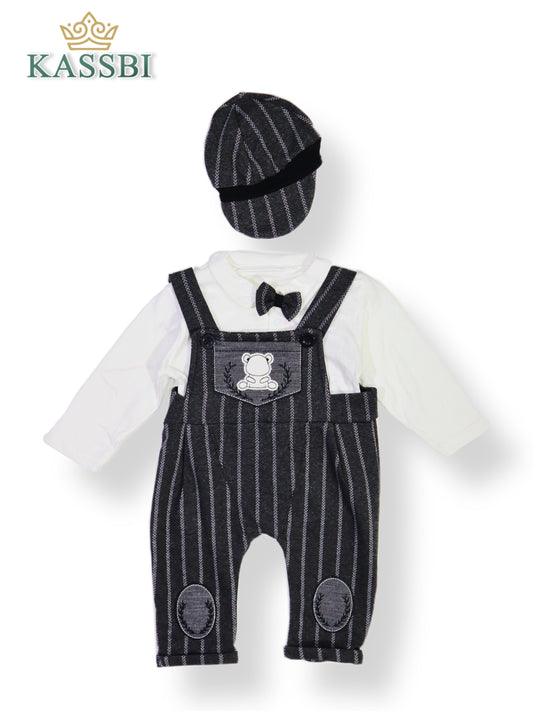 Tricot + salopette + chapeau  bébé garçon