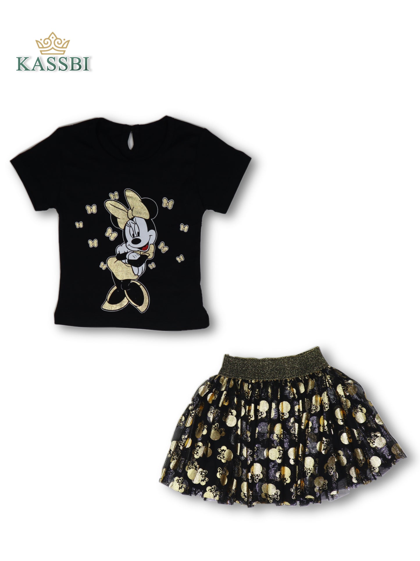 T-shirt + Jupe réversible fille paillettes et pois irisés -