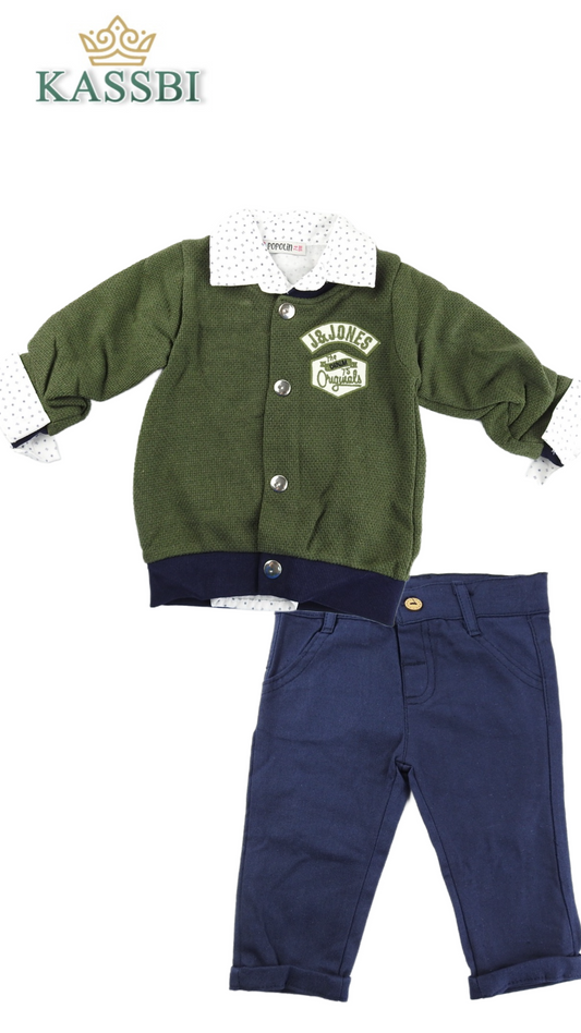 Pull avec button + chemise + pantalon