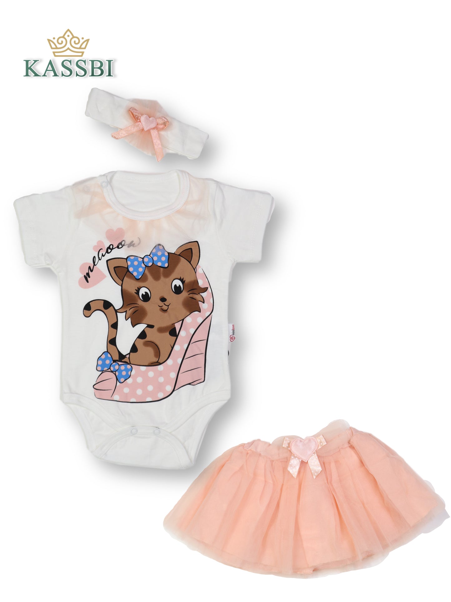 Jupe + Body et bandeau assorti bébé fille