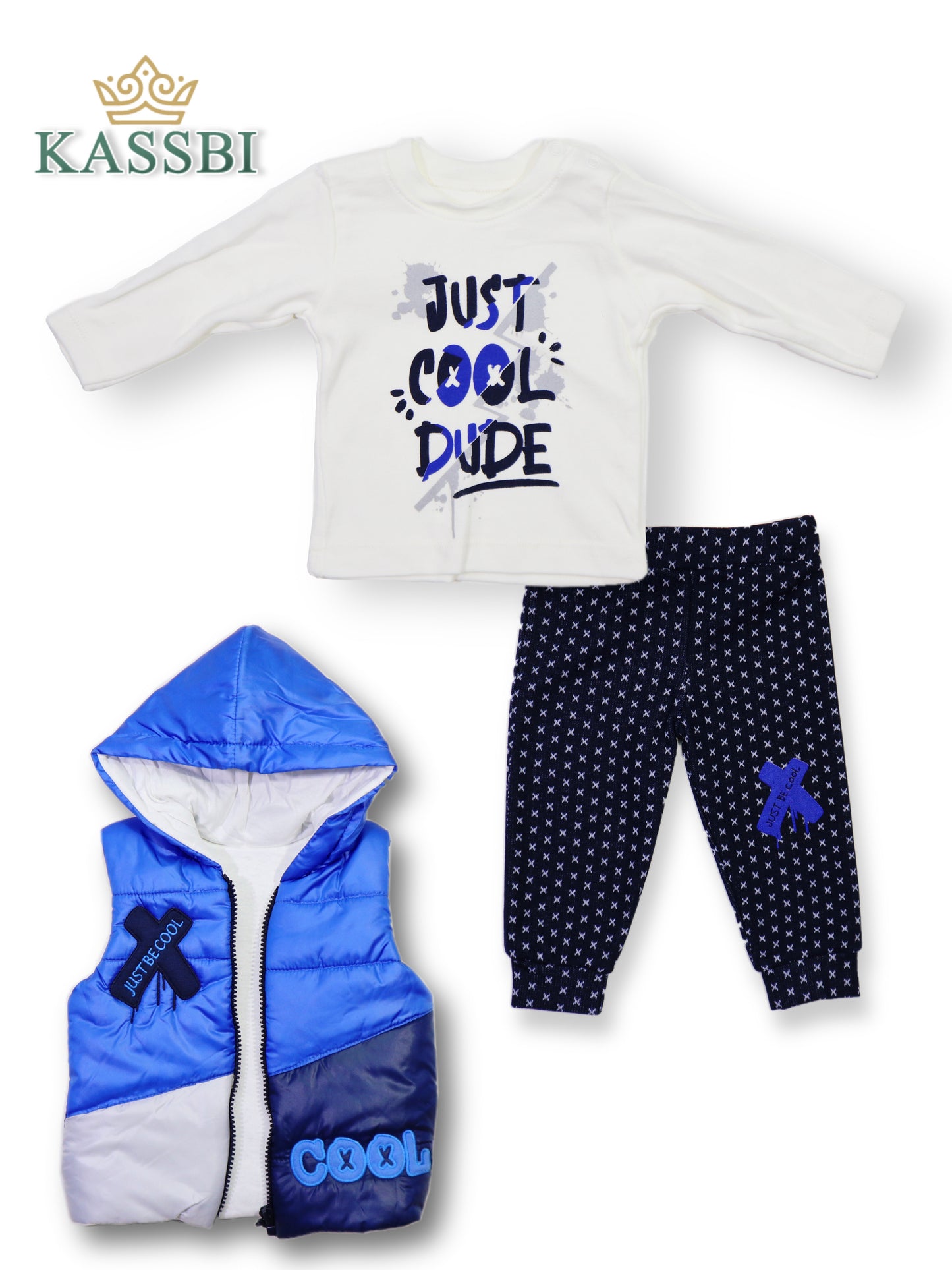 Ensemble bébé garçon 3 pièces - Tricot et pantalon + Gilet