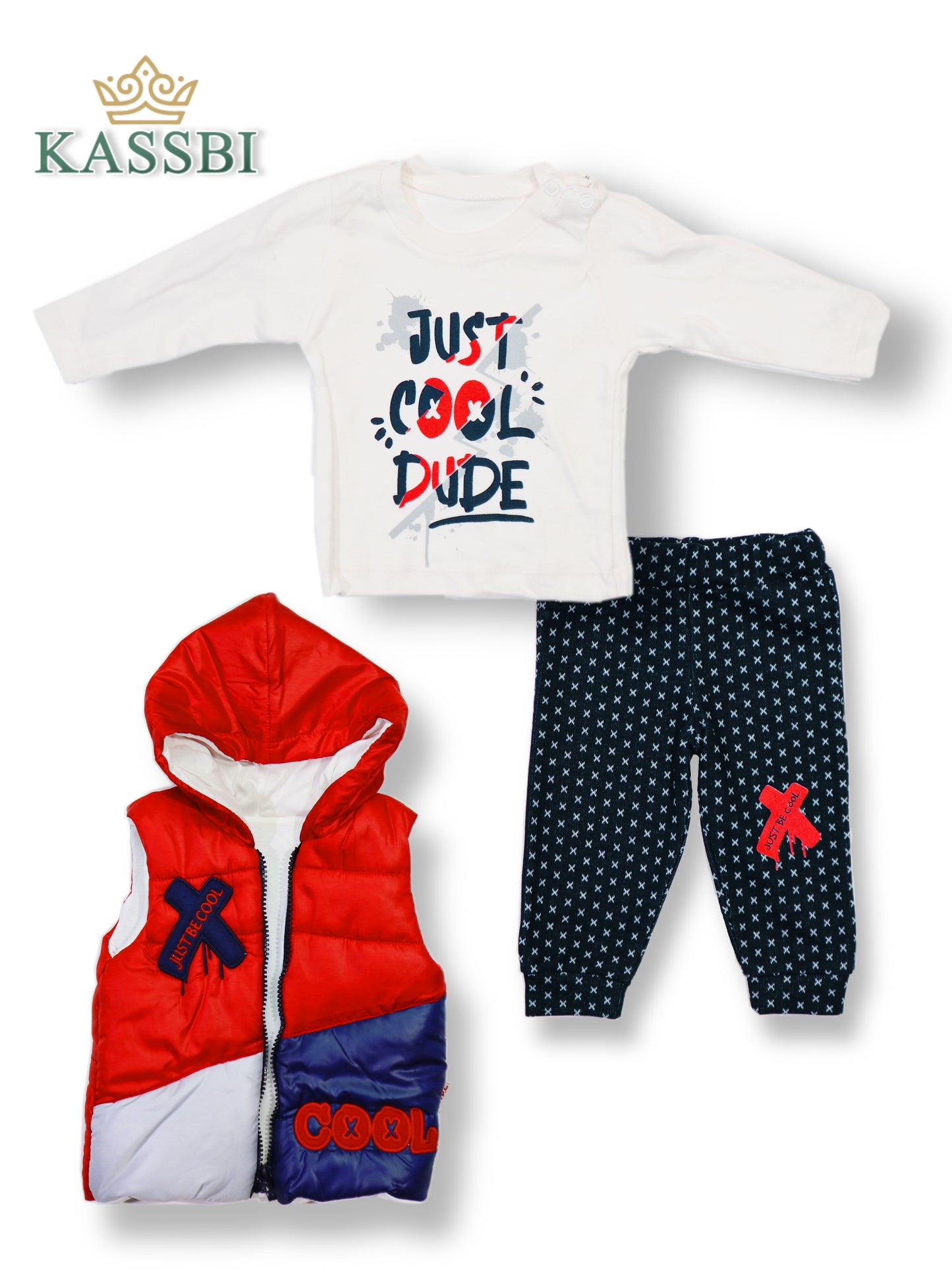 Ensemble bébé garçon 3 pièces - Tricot et pantalon + Gilet