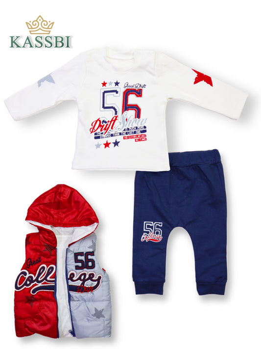 Ensemble 3 pièces bébé : gilet , Tricot , Pantalon - Garçons