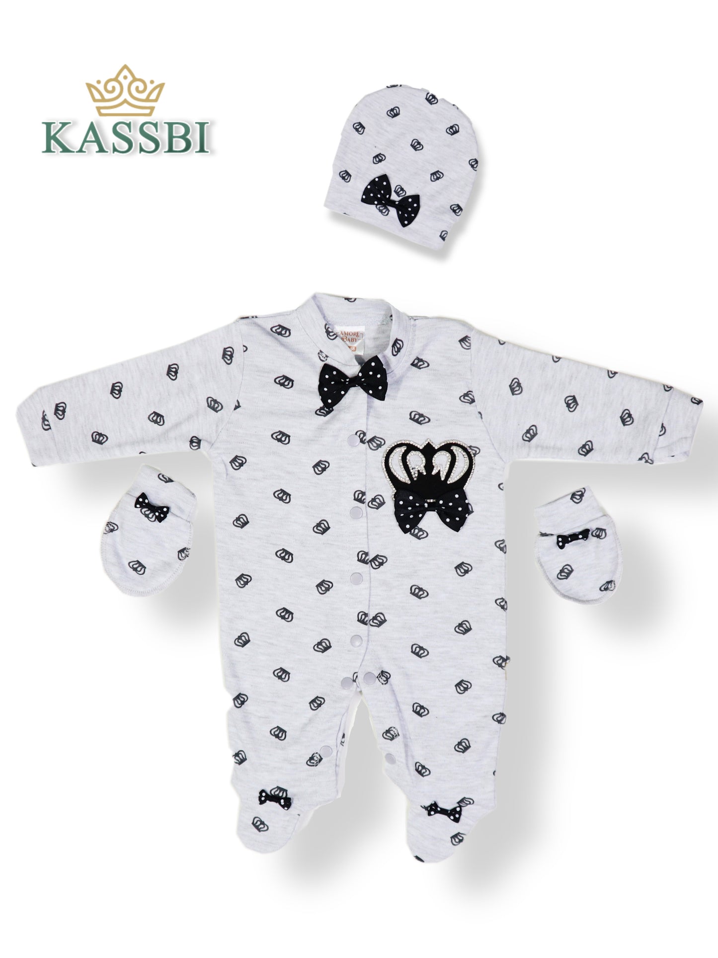 Grenouillère et bonnet + moufle - Coton