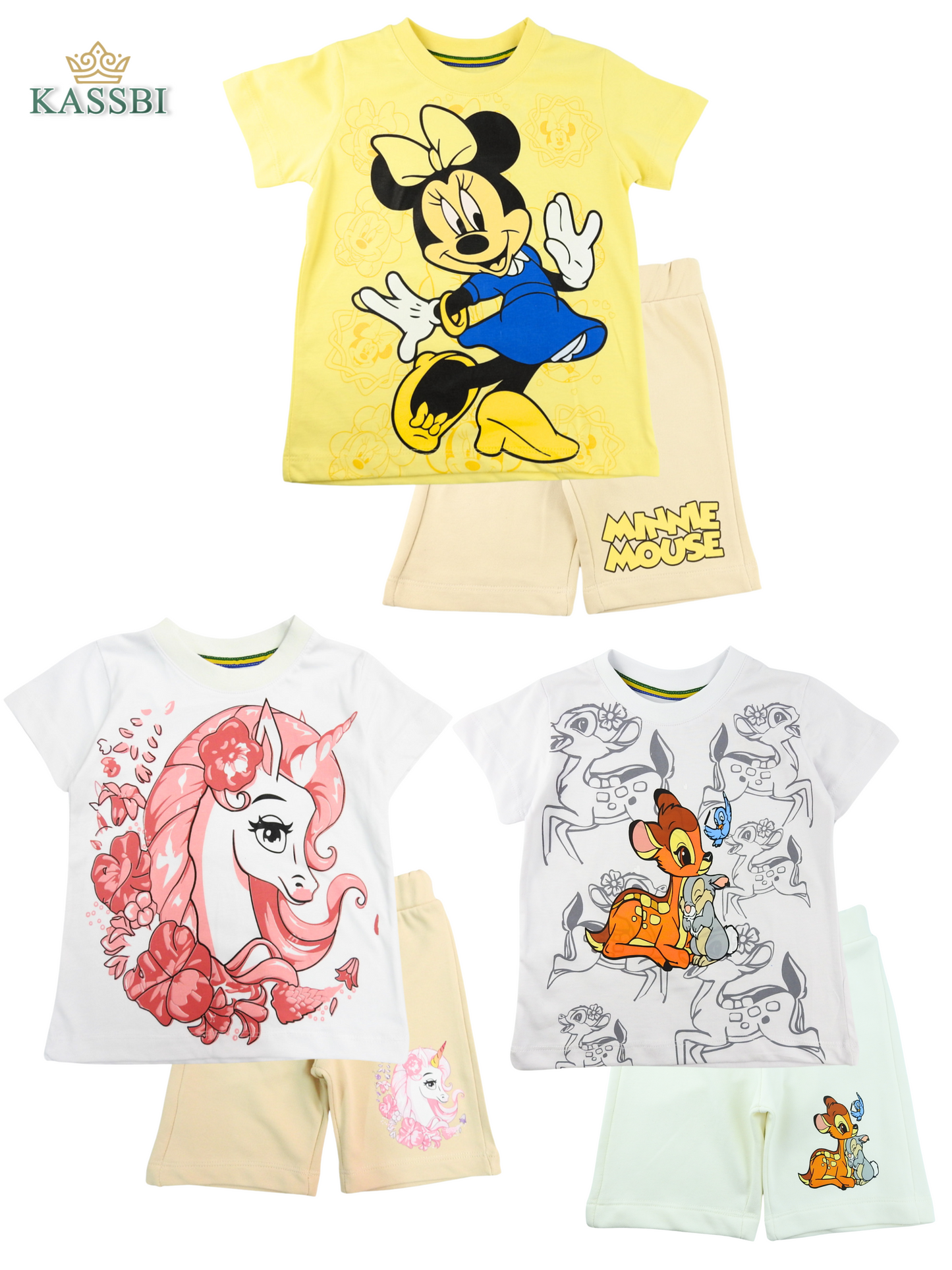 Pack 3 Ensembles Été Fille – Minnie, Licorne & Bambi