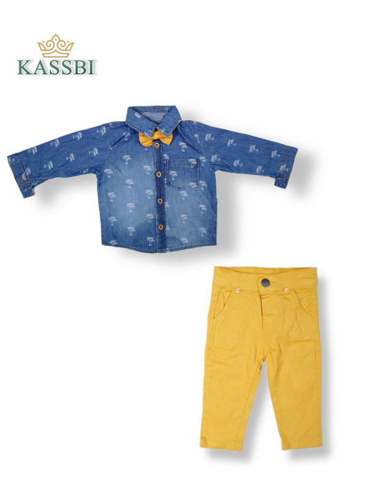 Ensemble de cérémonie chemise et pantalon et noeud papillon garçon -