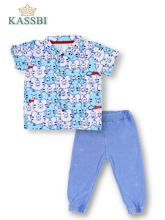 Chemise a manche courte + pantalon en coton
