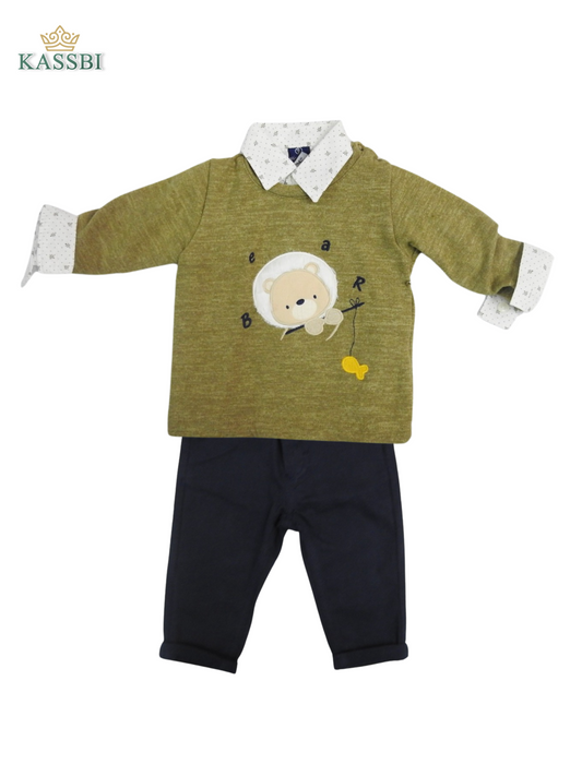 Ensemble Bébé Garçon “Bear & Balloon” – Douceur et Élégance
