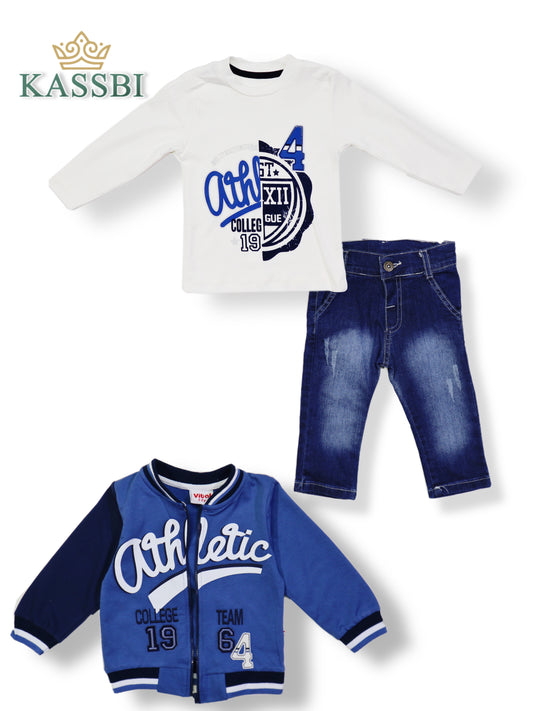 Tricot , Jean , Sweat Zippe garçon avec manches