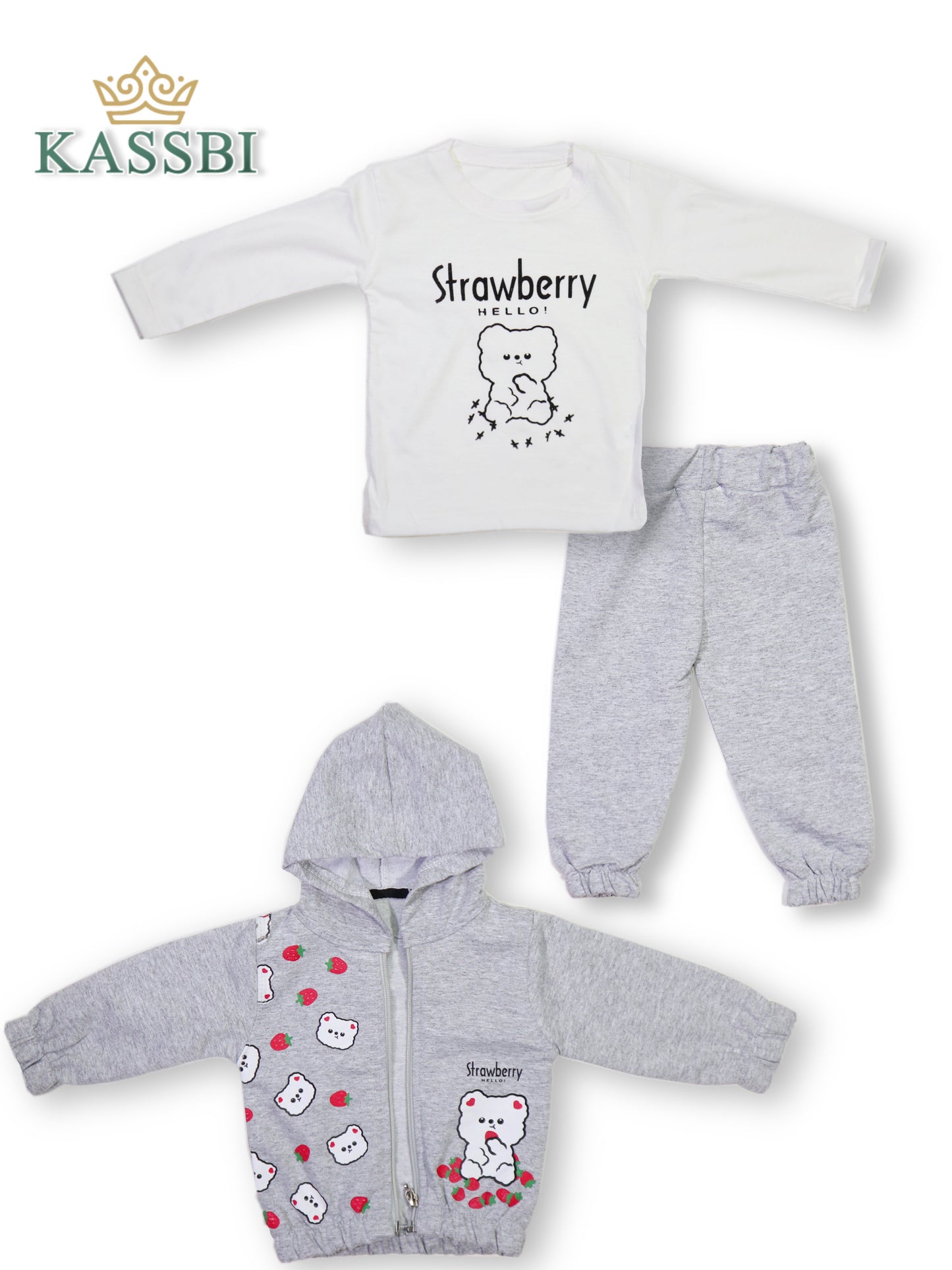 Ensemble 3pc tricot avec manche + pantalon + Cardigan