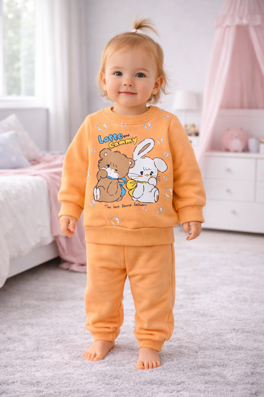 Ensemble bébé hiver – Sweat + pantalon imprimé (0–24 mois)