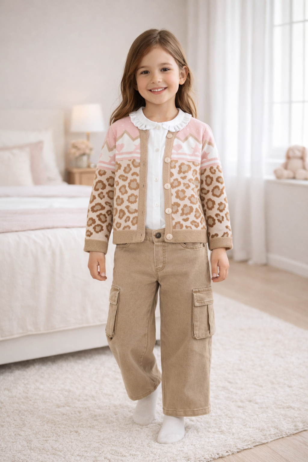 Ensemble fille 3 pièce avec cardigan imprimé