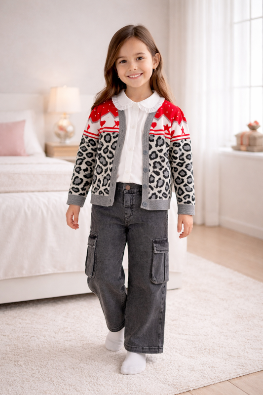 Ensemble fille 3 pièce avec cardigan imprimé
