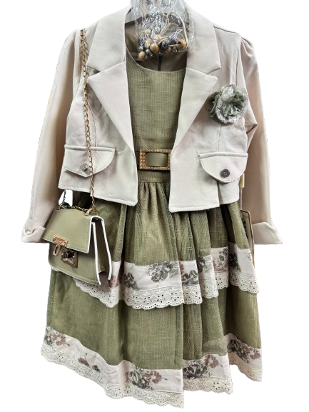 Ensemble 3 Pièces - Robe + Veste + Petit Sac | Spécial Aïd