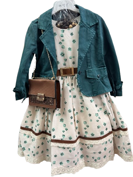 Ensemble 3 Pièces - Robe + Veste + Petit Sac | Spécial Aïd