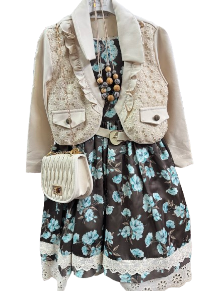 Ensemble 3 Pièces - Robe + Veste + Petit Sac | Spécial Aïd