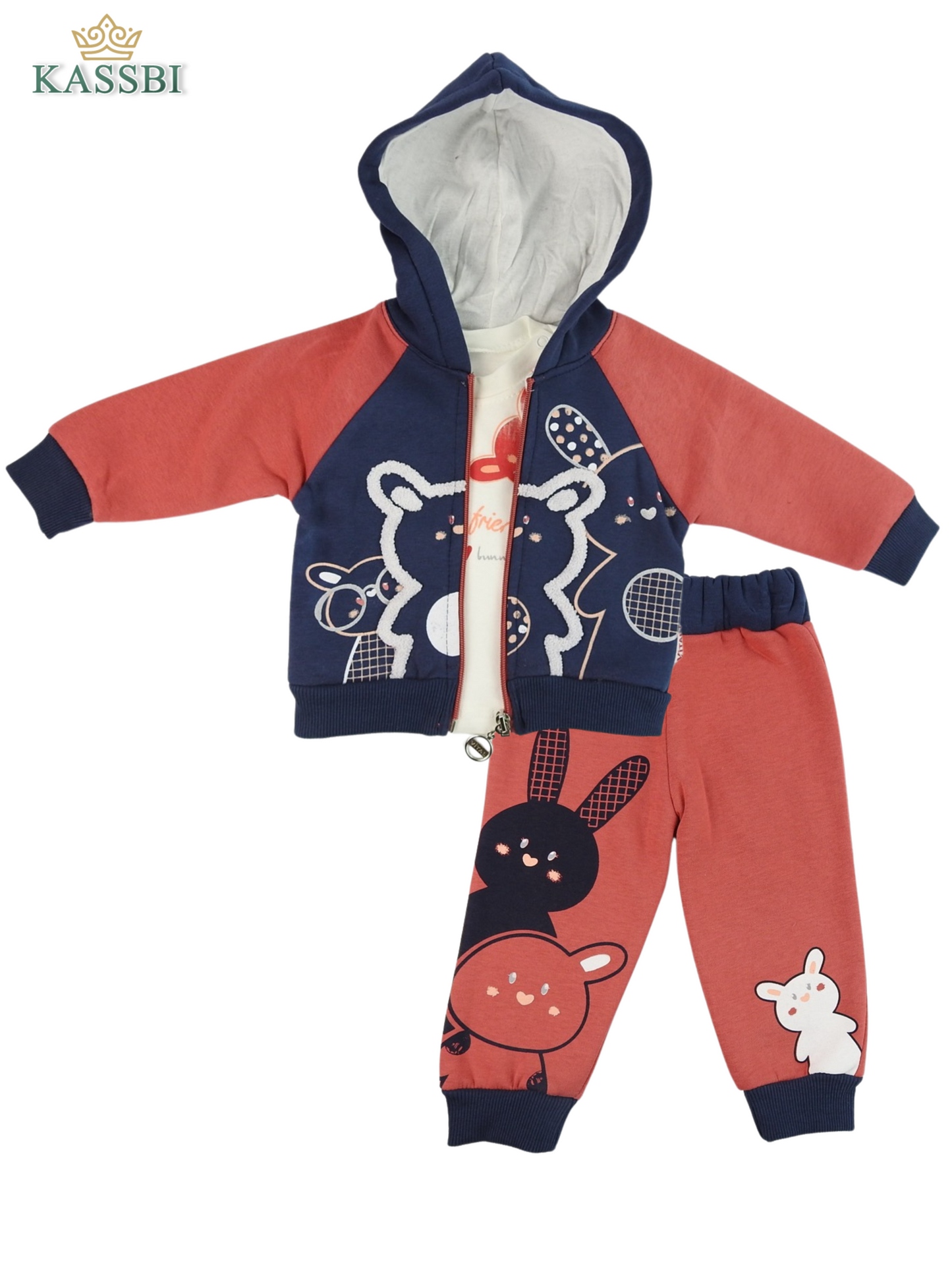 Ensemble cardigan + tricot + pantalon - molleton ( مبطن )