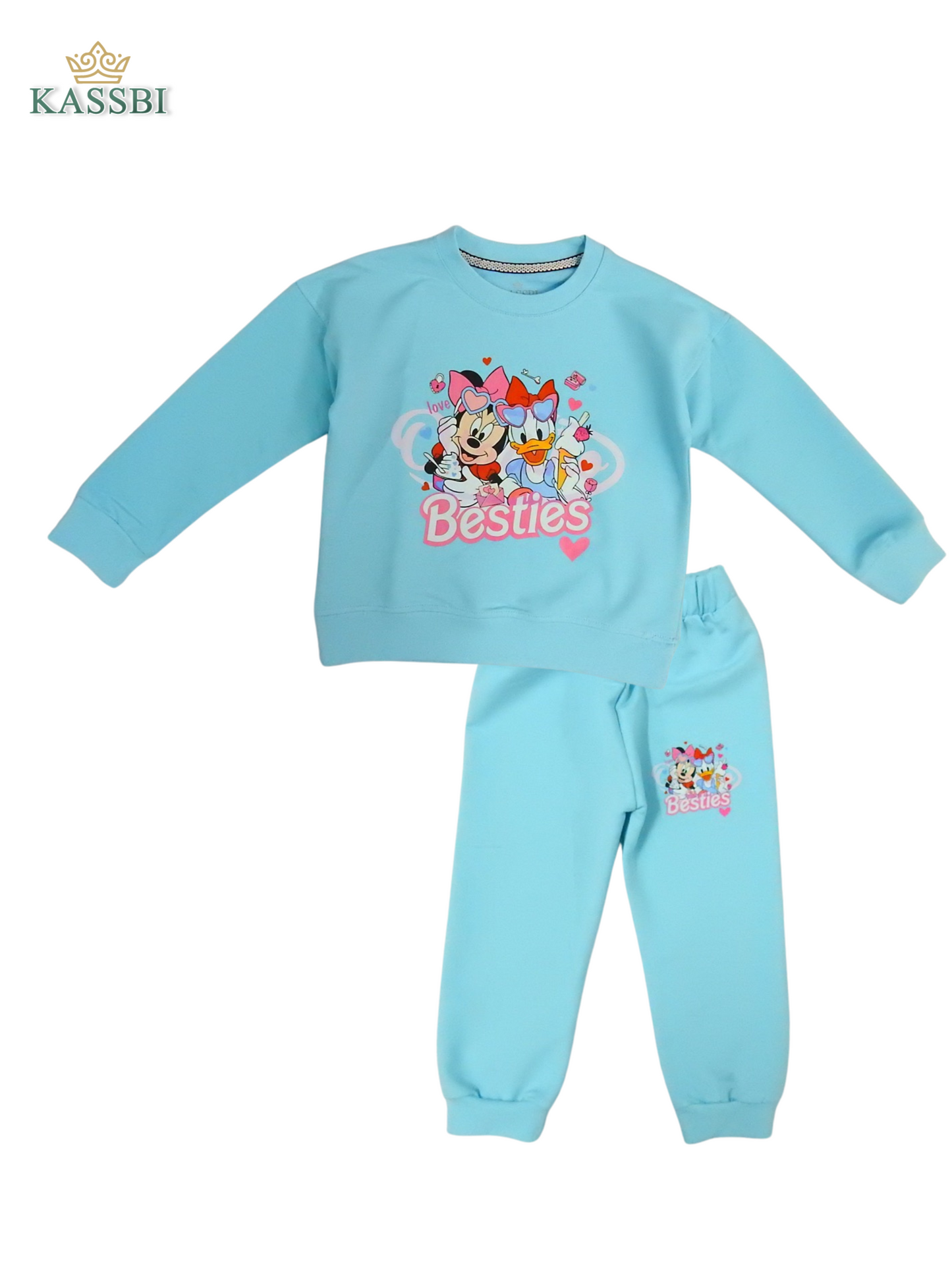 Ensemble fille 2 pièces - en coton avec sweat et pantalon imprimé