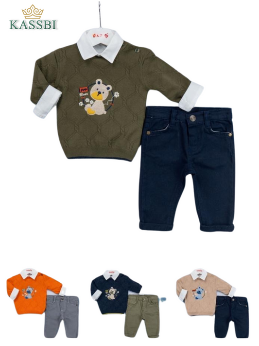 Ensemble 3Pc Tricot + Chemise +pantalon