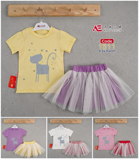 Ensemble Tee-shirt + Jupe - Fille -coton