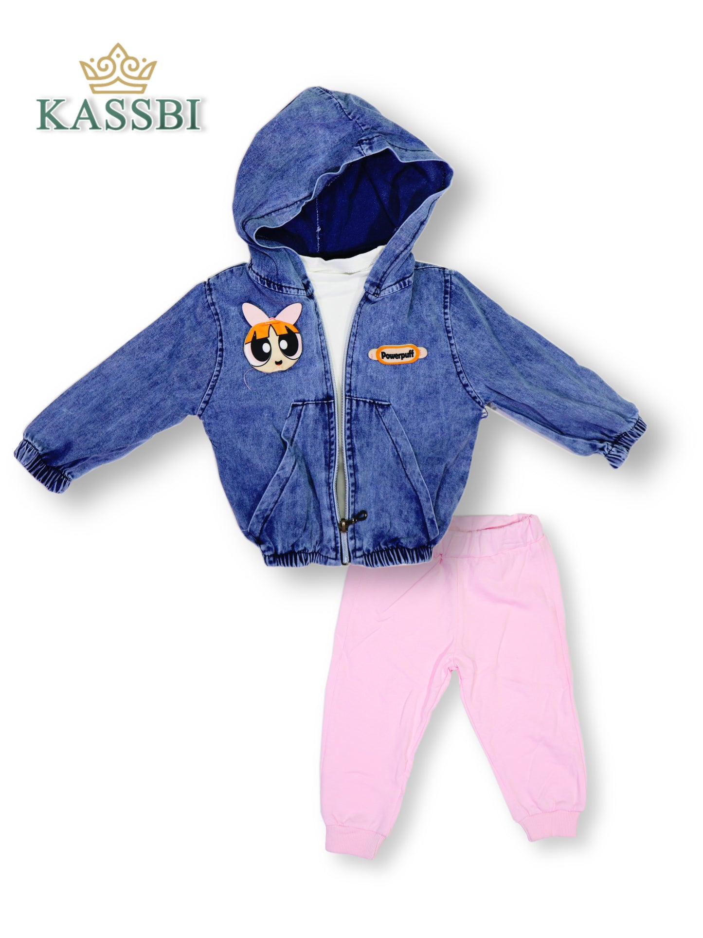 Ensemble 3pc tricot avec manche + pantalon + cardigan Jean