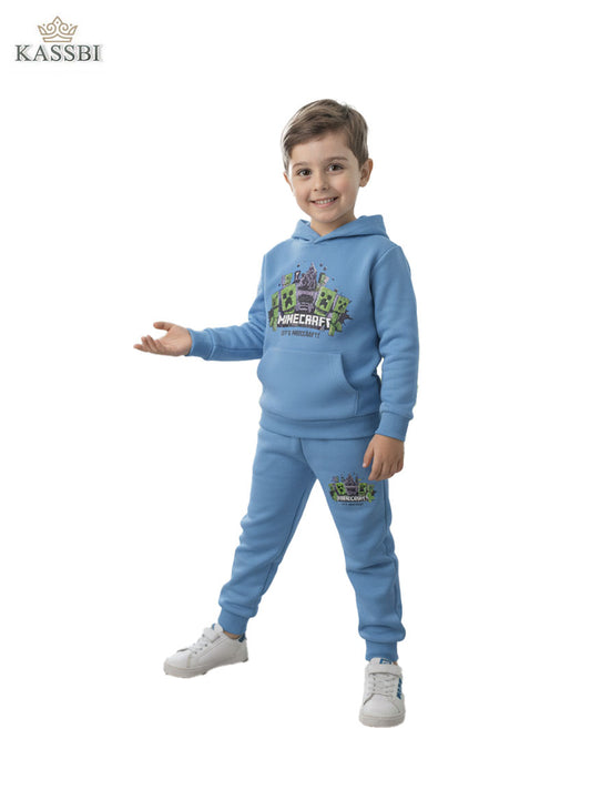 Ensemble Garçon en coton - sweat imprimé Minecraft et pantalon