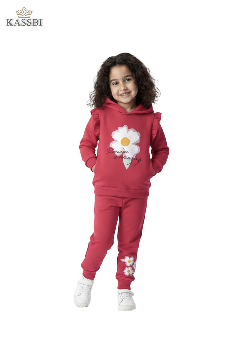 Ensemble Sweatshirt et Pantalon en Coton à Imprimé Fleuri