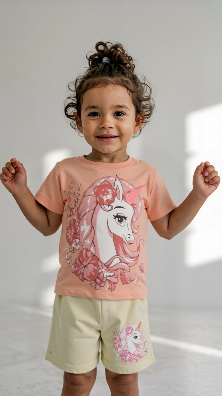 Ensemble Licorne Rose Pêche – Confort et Magie au Quotidien